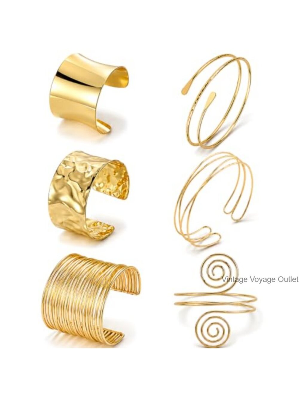 Minimalist Coil Bangle Set Gold Arm Cuff Bracelets Open Adjustable Stackable